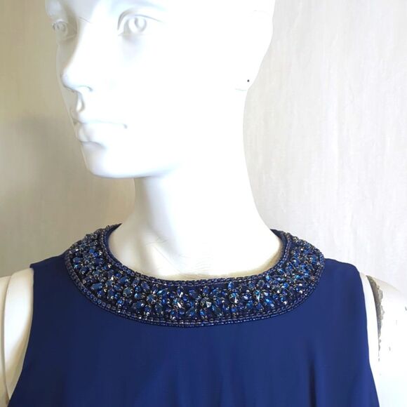 Mac Duggal Formal Gown Navy Chiffon Size 12 - Picture 6 of 13